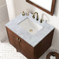 Amberly 30" Single Vanity, Mid-Century Walnut w/ 3 CM Carrara Marble Top